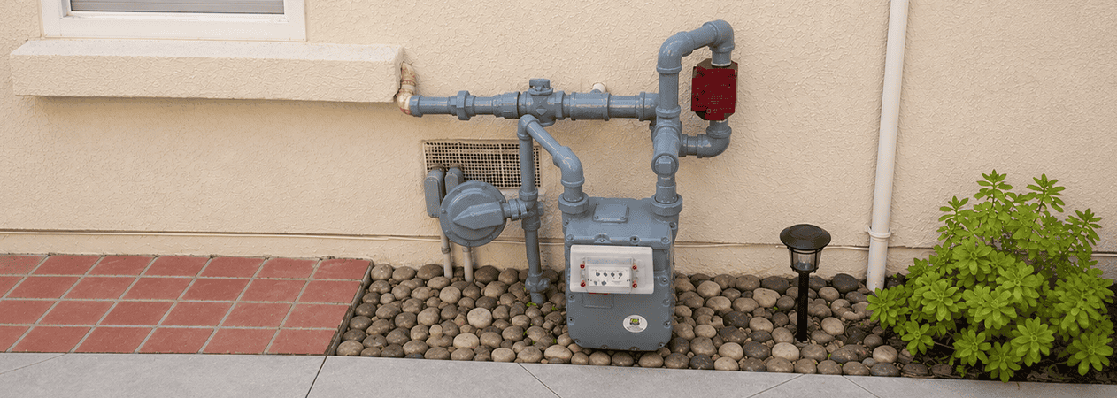 Black iron gas line work on a Fountain Valley slab home