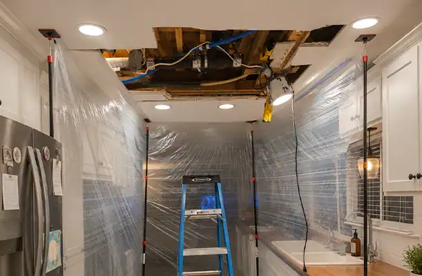 Fountain Valley sewer line repair above a kitchen ceiling Fountain Valley sewer line repair above a kitchen ceiling