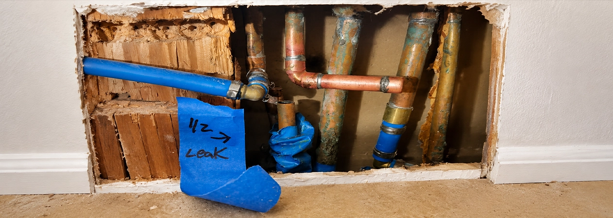 Copper slab leak repair on a post-war Garden Grove tract home