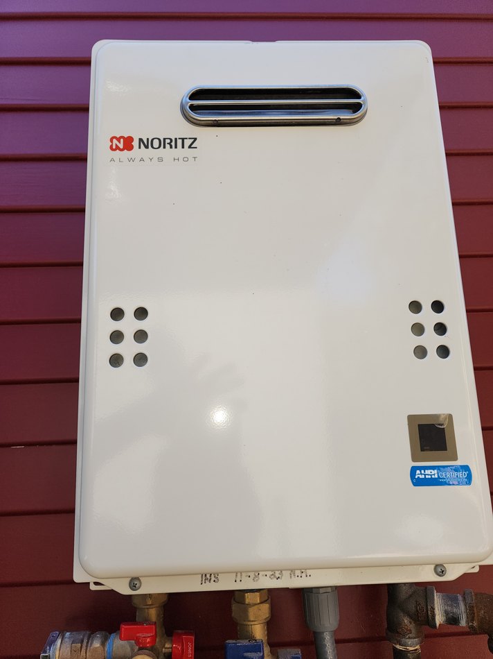 Noritz tankless water heater installed by Professional Plumbing in Orange County