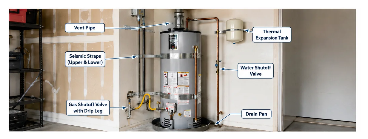 Water heater installation components - Orange County