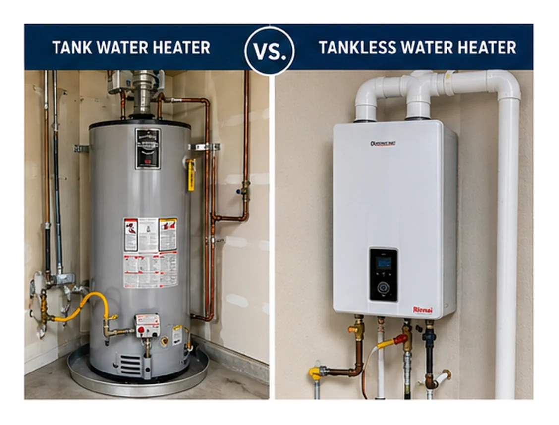 Tank versus tankless water heater comparison
